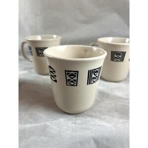 Corelle Corning Tribal Spirit Cups Set of 4 Stoneware Mid Century USA Made